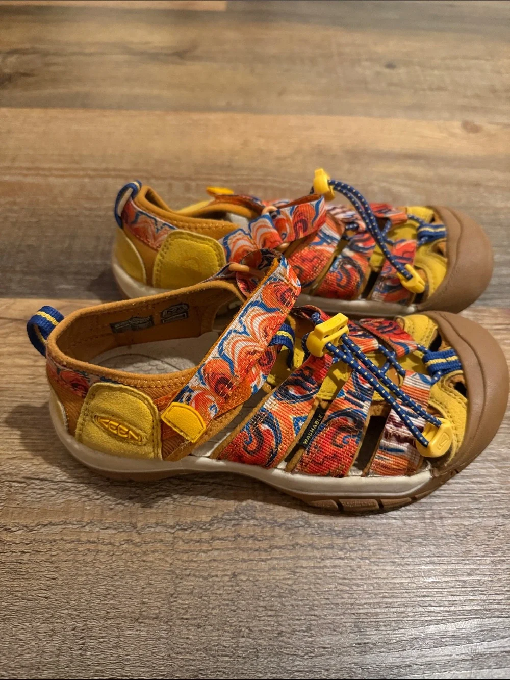 Keen Kids Yellow Orange Blue Patterned Closed-Toe Sandals